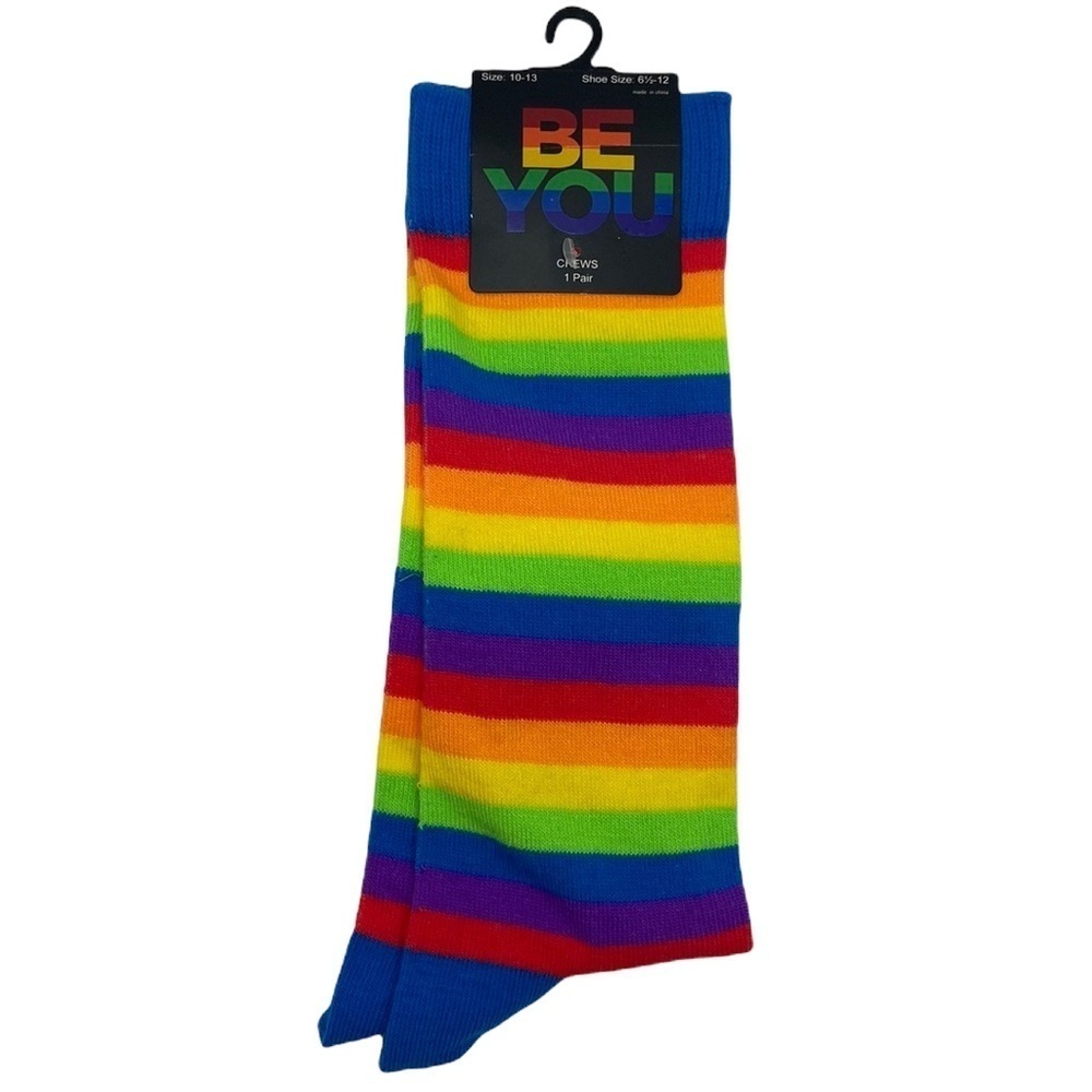 Be You Pride Striped Novelty Crew Socks Size 10-13 NWT